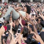La artista Destiny Frasqueri, parte del dúo musical Princess Nokia, durante su actuación ayer en la primera jornada del Festival Sónar 2017