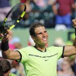 Rafael Nadal celebra el triunfo ante Nicolas Mahut
