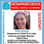 Nuria Borrás desapareció el viernes por la noche