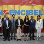 La vicesecretaria general de Estudios y Programas del PP, Andrea Levy (4d) durante un acto celebrado hoy en Madrid para pedir a Carmena que no dé cobertura institucional a la conferencia en el Palacio de Cibeles de Puigdemont