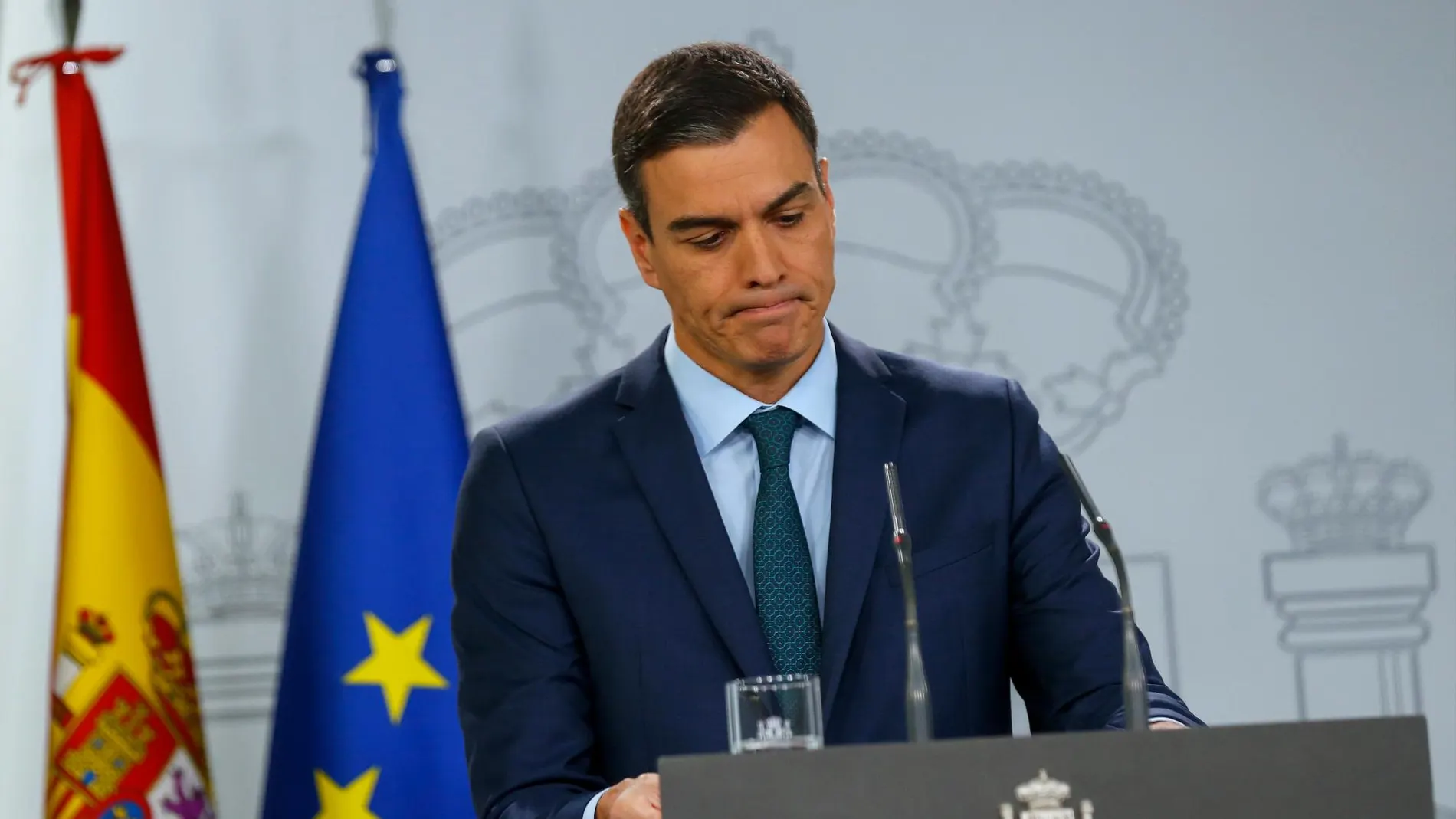 Pedro Sánchez hoy en Moncloa/Ap