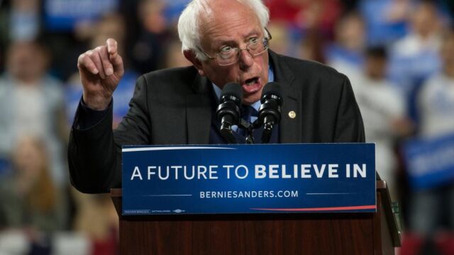 Bernie Sanders, durante un mitin en Washington