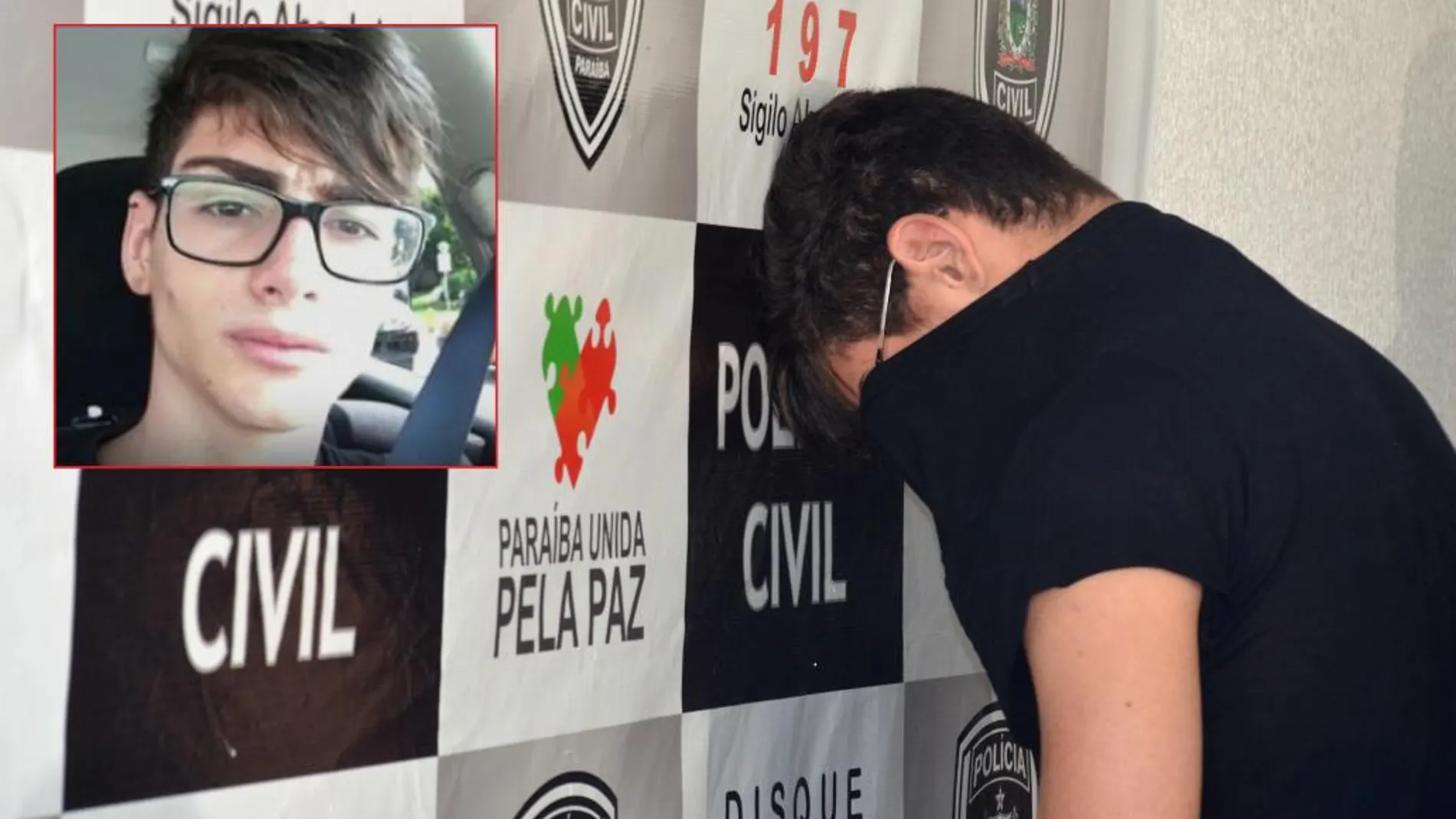 Marvin Henriques Correia, sospechoso de haber colaborado con Patrick Nogueira Gouveia en el asesinato Pioz, en la rueda de prensa de su detención. En la imagen pequeña, una foto suya.
