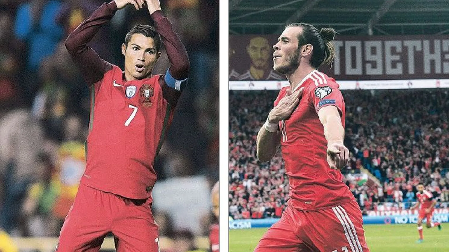Ronaldo celebra uno de sus goles contra Andorra. Bale marcó ayer con Gales