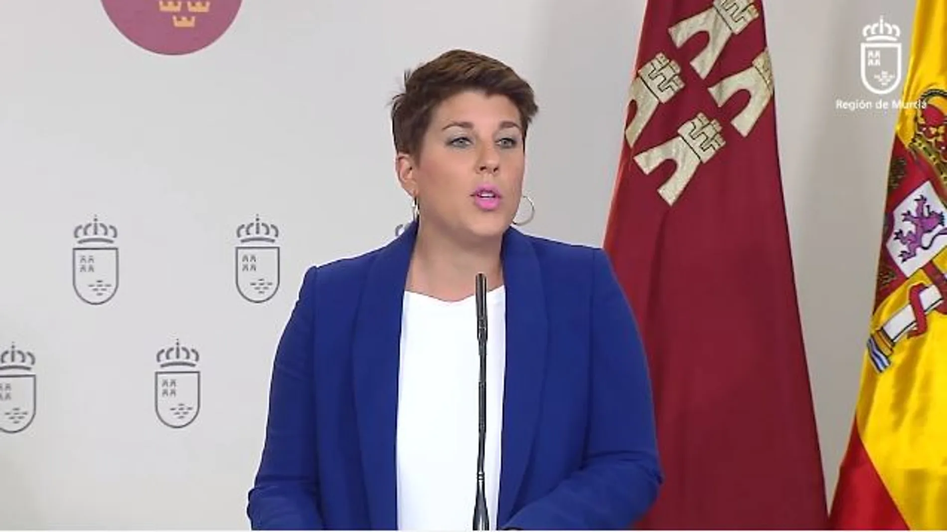 La portavoz del Ejecutivo murciano, Noelia Arroyo, ayer en el Palacio de San Esteban tras la reunión del Consejo de Gobierno