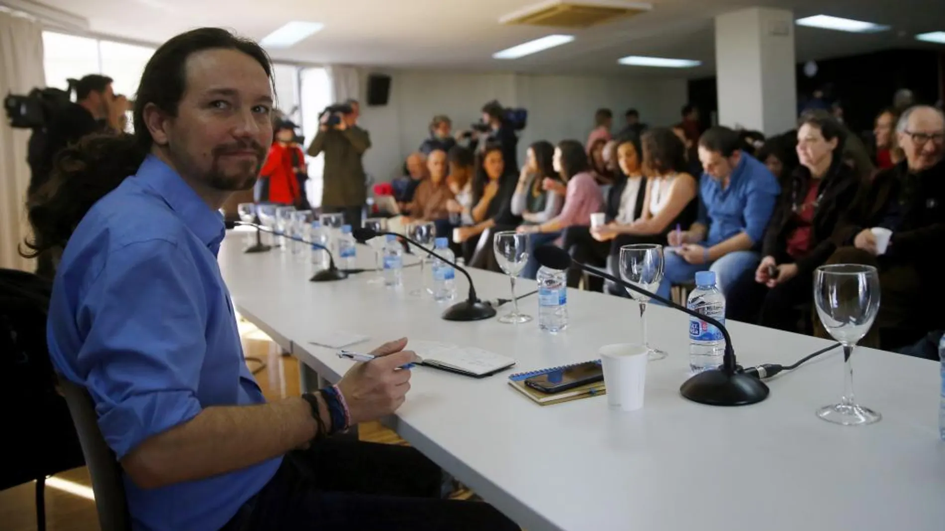 El líder de Podemos, Pablo Iglesias, durante la primera reunión del Consejo Ciudadano Estatal elegido en la II Asamblea Ciudadana de Podemos, en el que se decidirá la nueva dirección del partido de Pablo Iglesias.