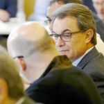 Artur Mas, durante la reunión de la ejecutiva nacional de Convergència celebrado ayer para valorar los resultados de las elecciones
