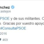 Pedro Sánchez, «orgulloso» del apoyo obtenido