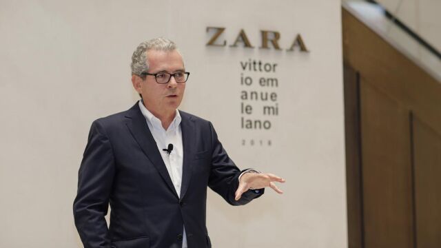Pablo Isla, en el encuentro con periodistas en Milán, con motivo de la inauguración de la emblemática tienda de Zara de Corso Vittorio Emanuele.