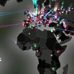 Mapa mundial sobre ciberamenazas que realiza la compañía Kaspersky en tiempo real