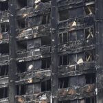 Vista de la torre Grenfell en Londres, ayer
