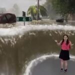 Momento en el que la presentadora explica cómo puede subir el nivel del agua y las terribles consecuencias que ello tendría