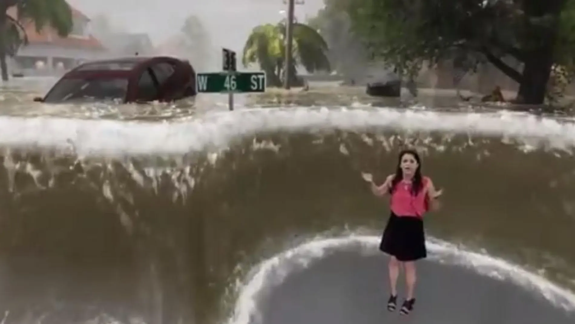 Momento en el que la presentadora explica cómo puede subir el nivel del agua y las terribles consecuencias que ello tendría