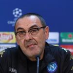 El entrenador del Nápoles, Maurizio Sarri durante la rueda de prensa del equipo celebrada en Nápoles
