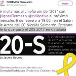 Convocatoria de 'Podemos Chamartin' para la proyección del documental '20-S' / Twitter