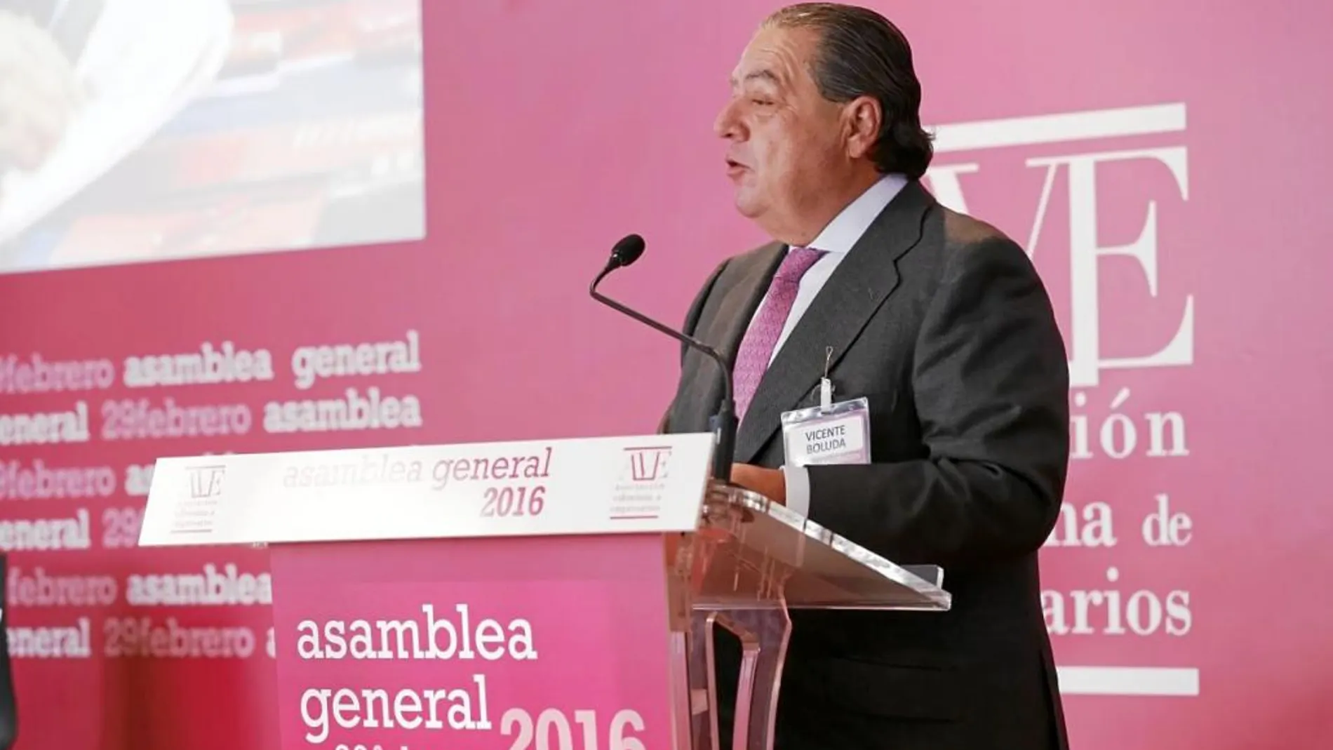 El presidente de AVE, Vicente Boluda, ayer durante la celebración de la Asamblea general de la organización