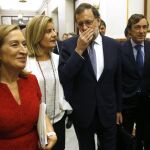 Rajoy, presidente del Gobierno en funciones y candidato a la investidura, abandona esta tarde el Congreso.