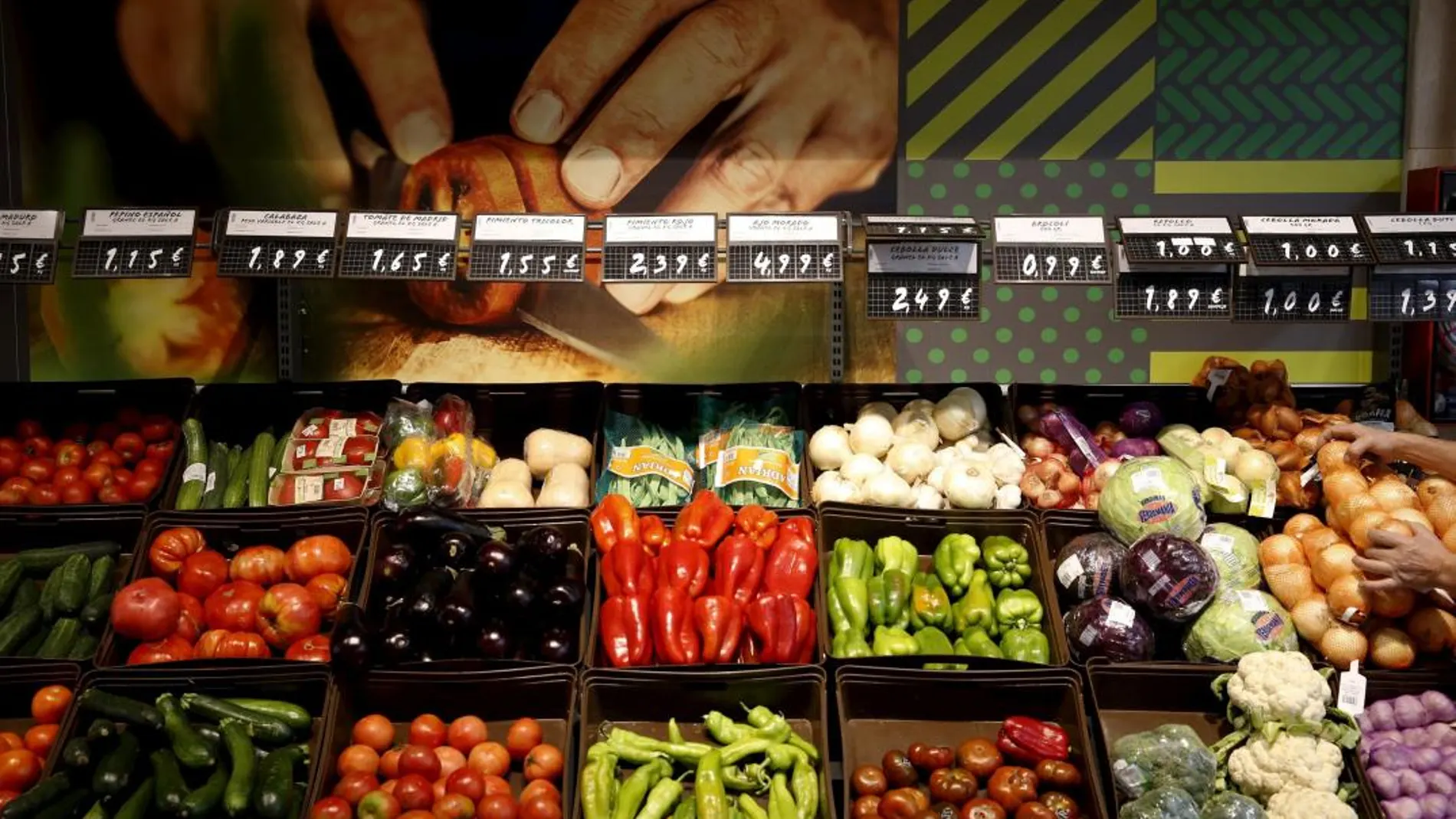 Sección de verduras, de las que España es uno de los mayores productores, de un supermercado