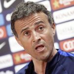 El técnico del FC Barcelona, Luis Enrique, durante la rueda de prensa.