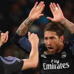 Sergio Ramos celebra su primer gol ante el Nápoles con Kroos