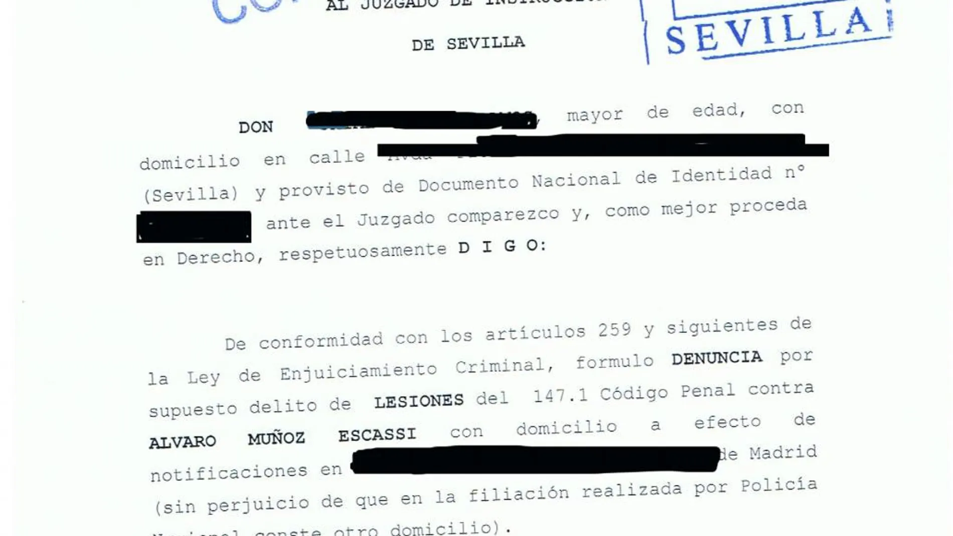 «Escassi me dio un cabezazo y un puñetazo por el que me han dado ocho puntos»