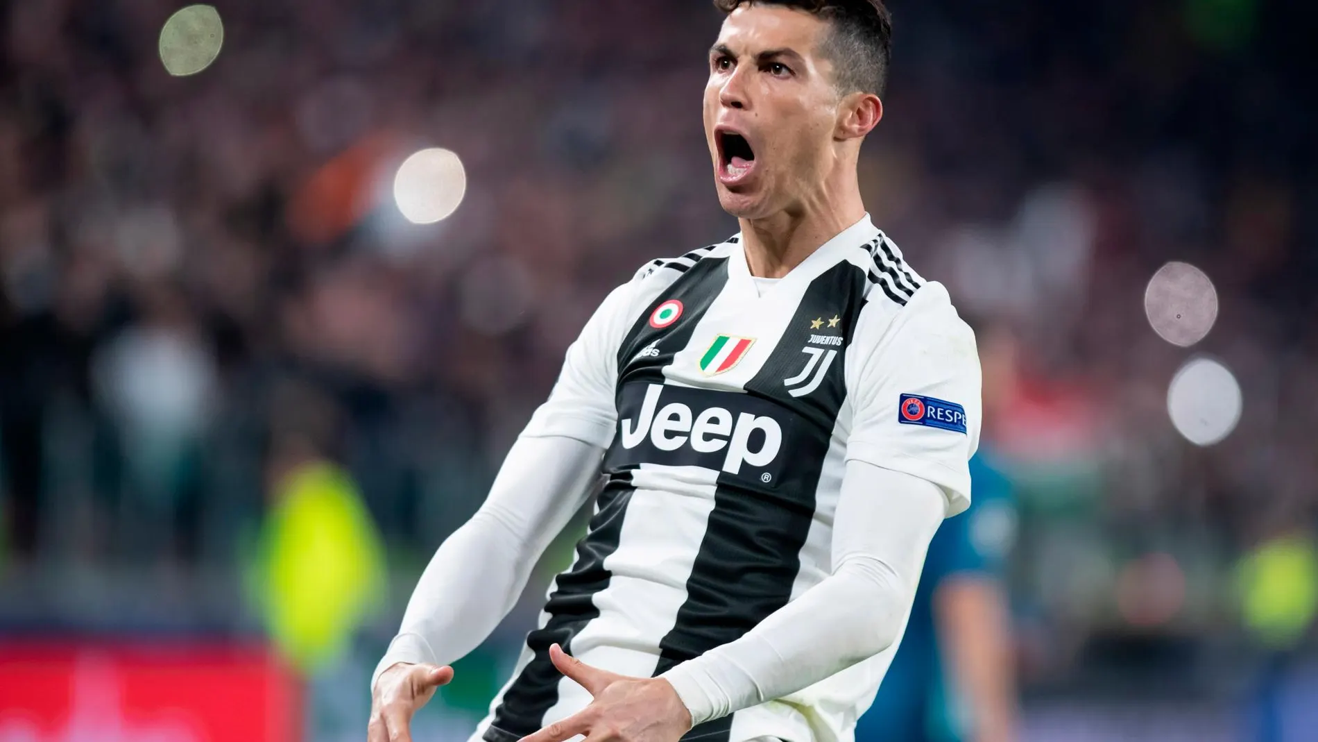 Cristiano Ronaldo celebra la victoria y clasificación de la Juventus ante el Atlético el año pasado