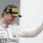 Nico Rosberg celebra su triunfo hoy en Brasil