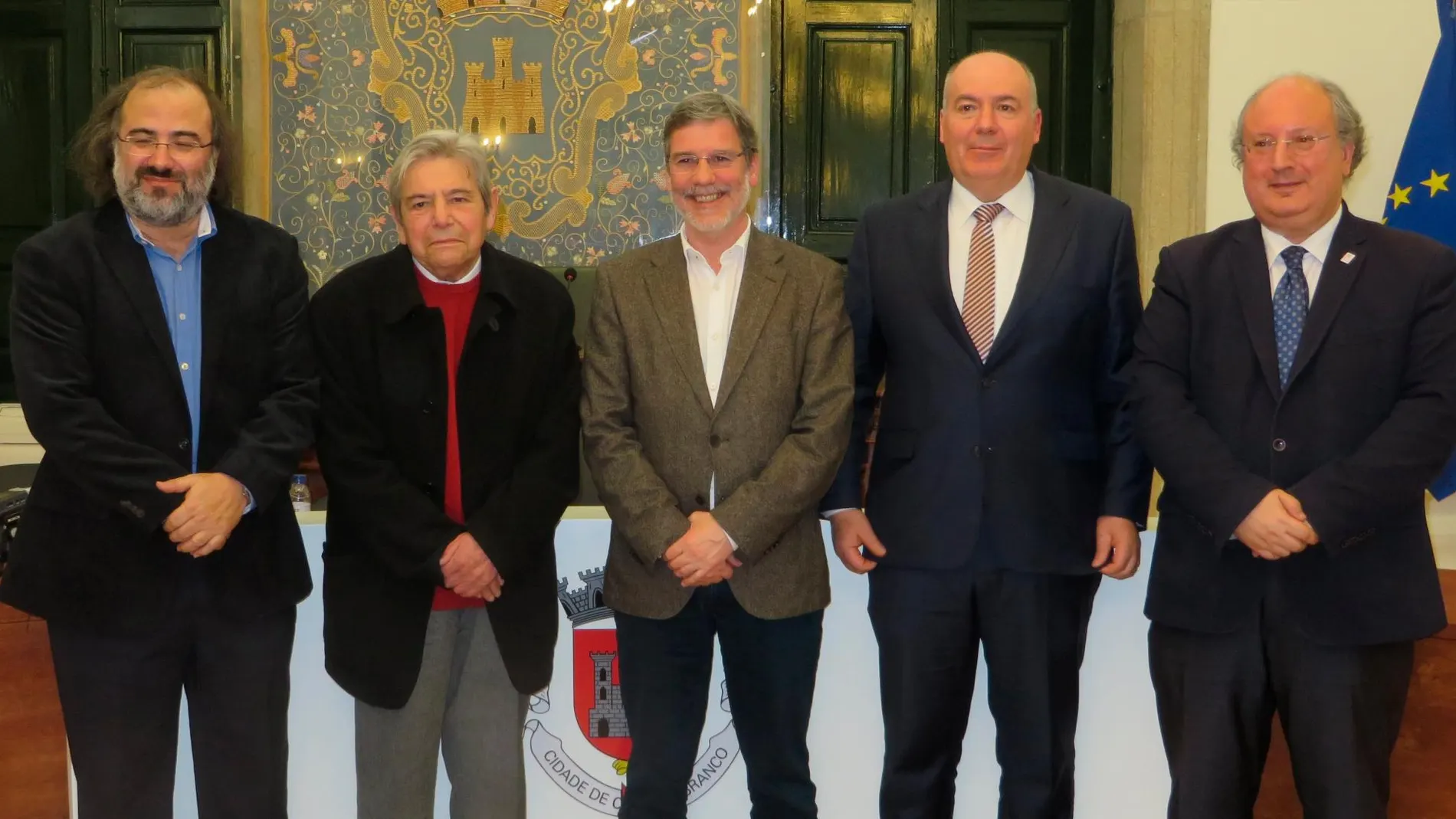 Pérez Alencart, Antonuio Salvado, Correia, Rodrigues y Enrique Cabero, en el Ayuntamiento de Castelo Branco