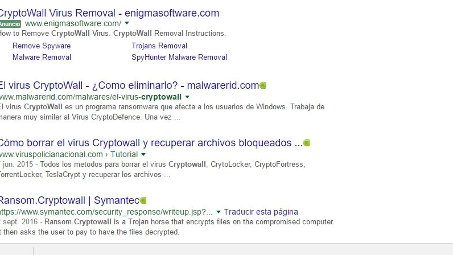 Numerosas páginas se ofrecen a combatir a Cryptowall, uno de los malwares más peligrosos