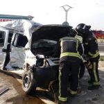 Accidente de tráfico ocurrido el sábado pasado en la N-II a la altura de Bujaraloz (Zaragoza)