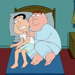 Imagen de un episodio de «Padre de familia», en el que el protagonista, Peter Griffin, (a la dcha.), duerme con un amigo