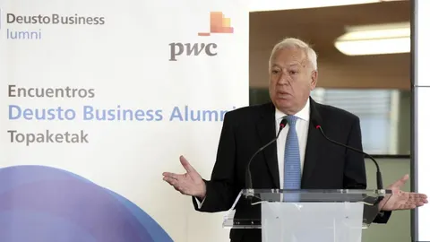El ministro de Asuntos Exteriores y Cooperación, José Manuel García-Margallo, durante su intervención hoy en Bilbao