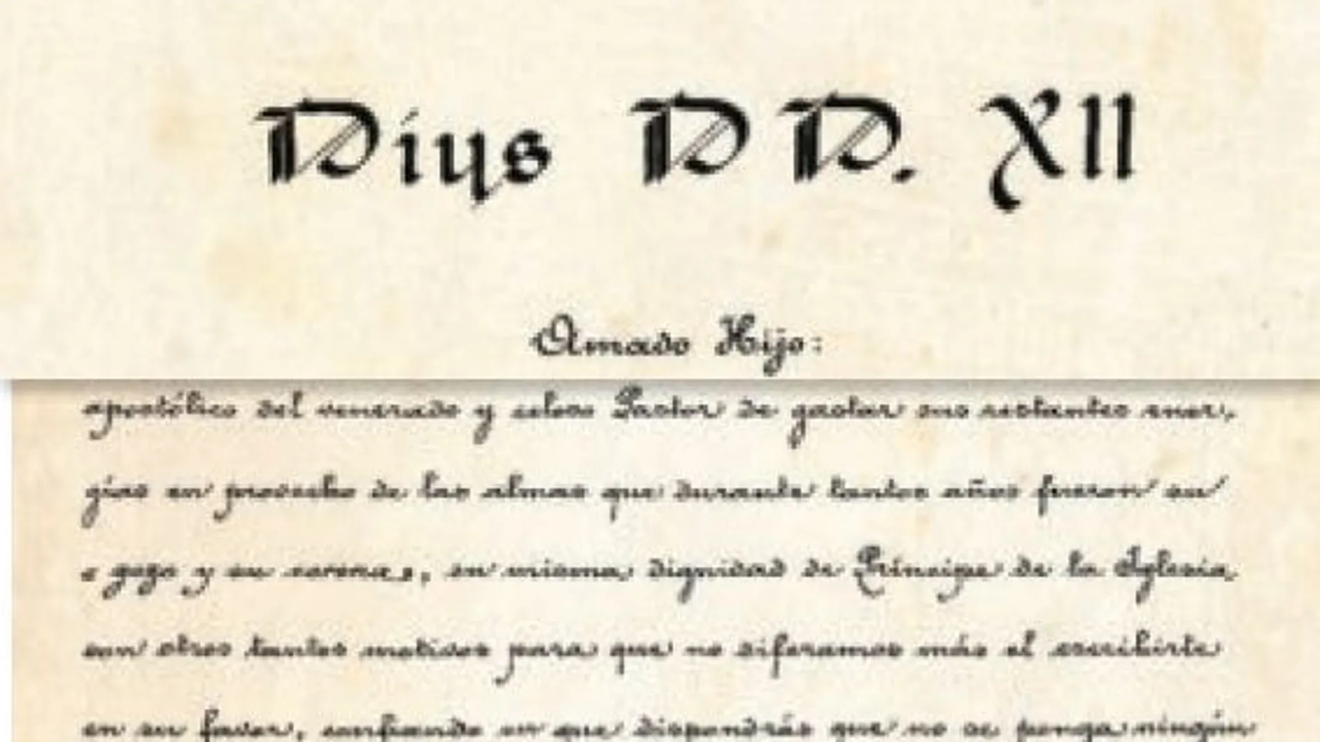 Imagen de un fragmento de la carta de Pío XII a Franco