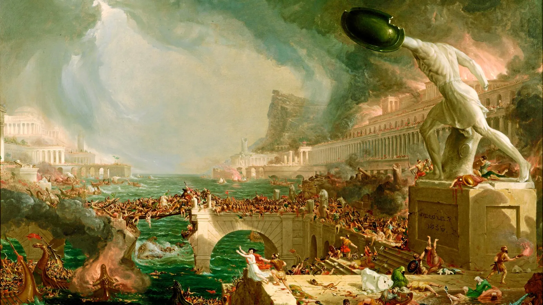 El pintor Thomas Cole interpretó la caída de Roma en este conocido cuadro
