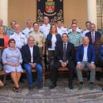 La delegada del Gobierno de España en Castilla y León, Virginia Barcones, junto a los mandos de la Cuarta Subinspección del Ejército, que dirige el general, José Rivas Moriana
