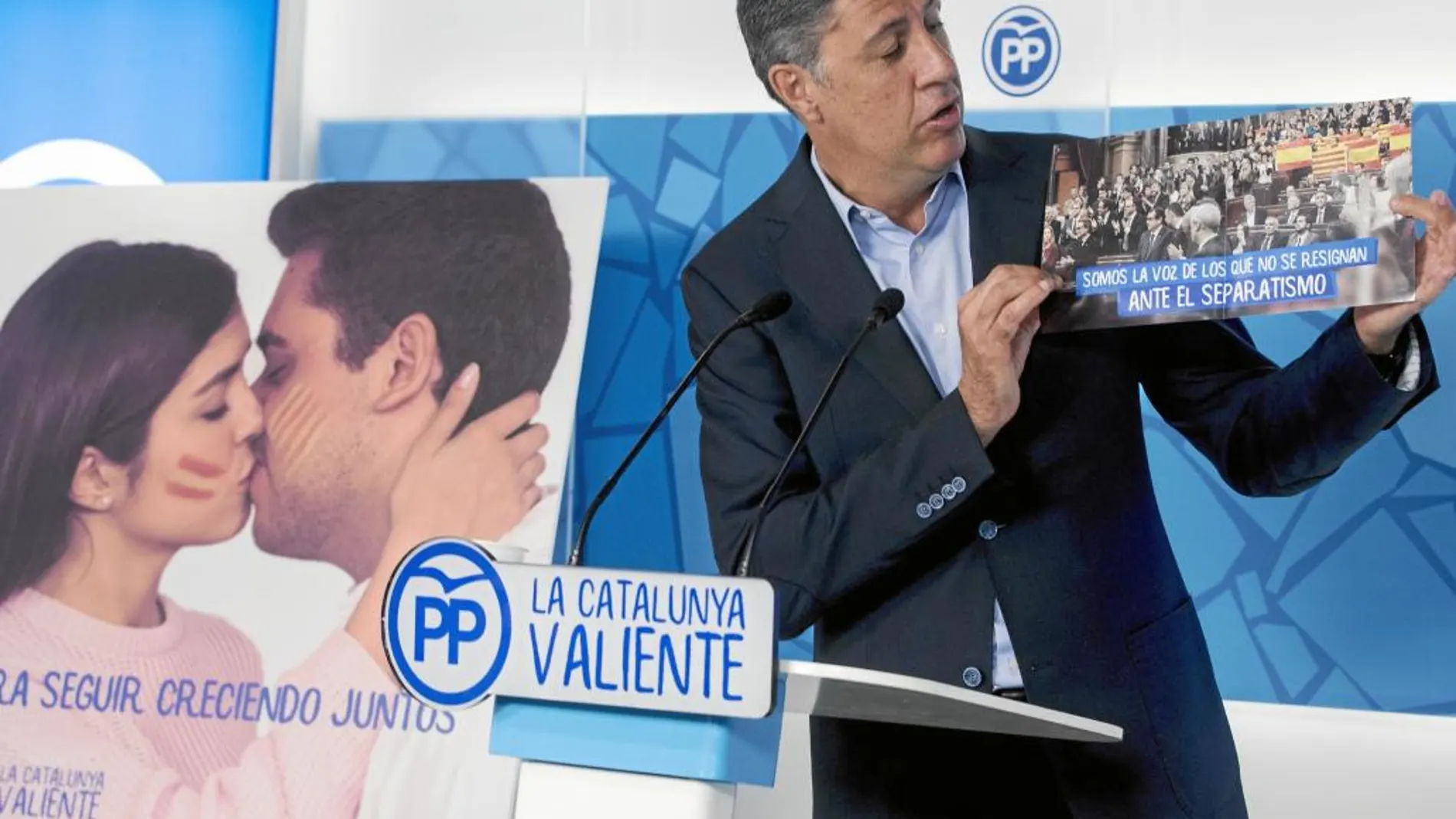 Xavier García Albiol durante la presentación de la campaña