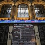 Un panel informativo de la Bolsa de Madrid