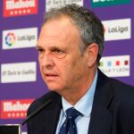 Joaquín Caparrós, durante su comparecencia ante los medios de comunicación