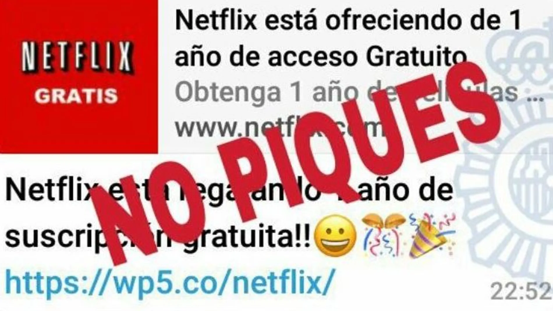 Captura de la estafa de Netflix en WhatsApp