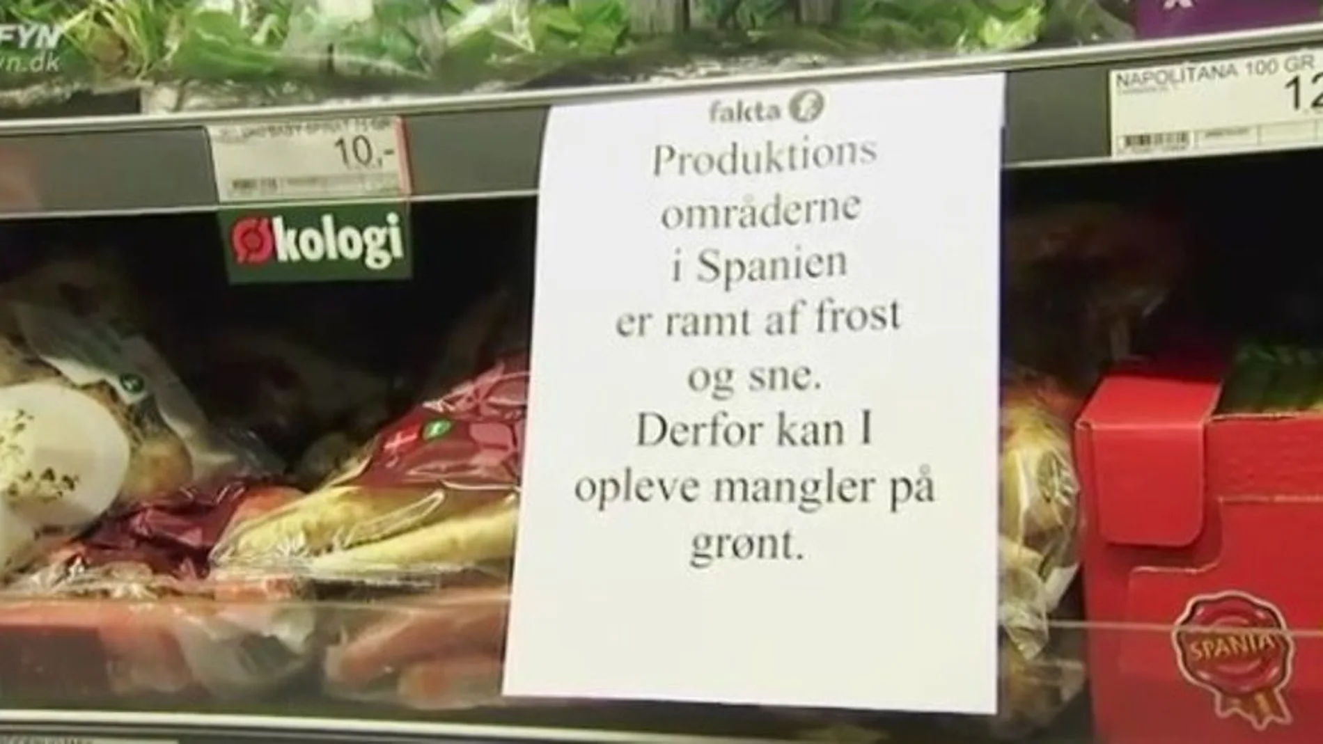 Cartel en un supermercado de la cadena Fakta, en la isla de Fiona, al sur de Dinamarca