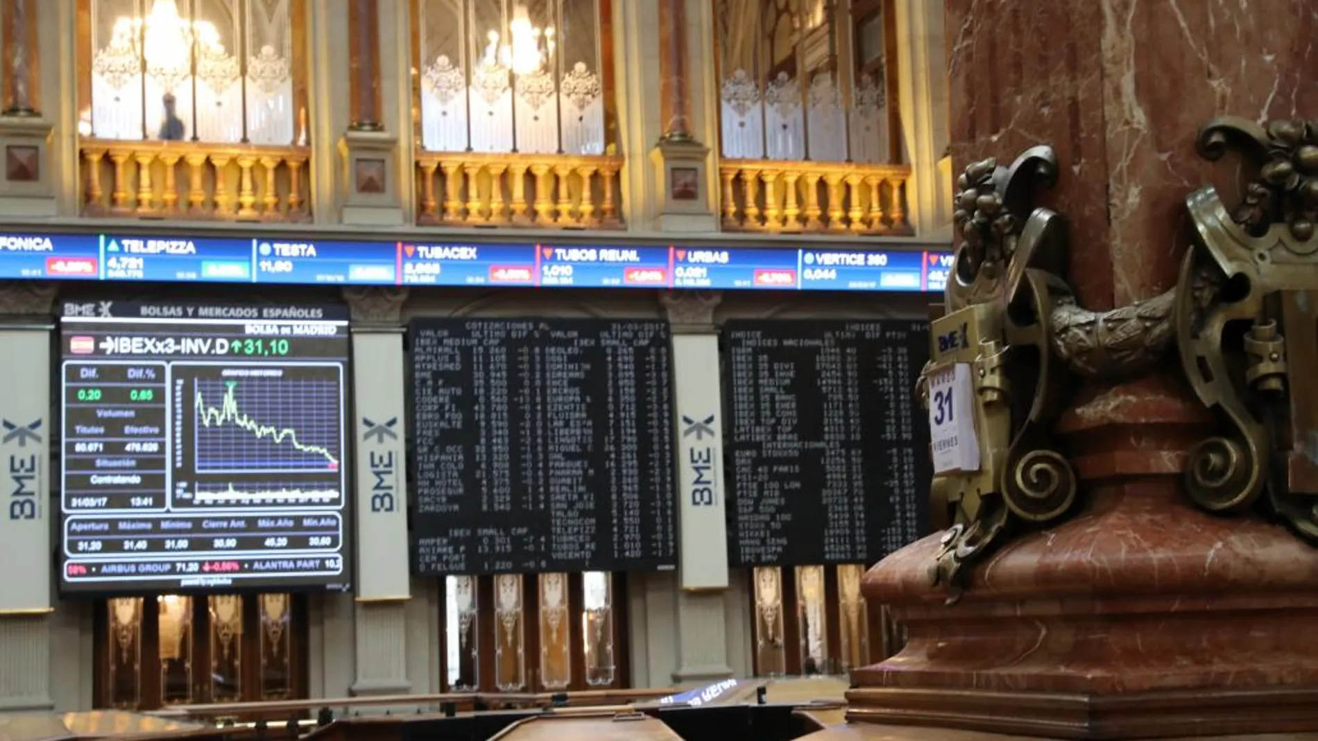 Paneles informativos de la Bolsa de Madrid