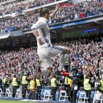 Bale celebra su gol el sábado contra el Espanyol, tras 88 días sin poder jugar