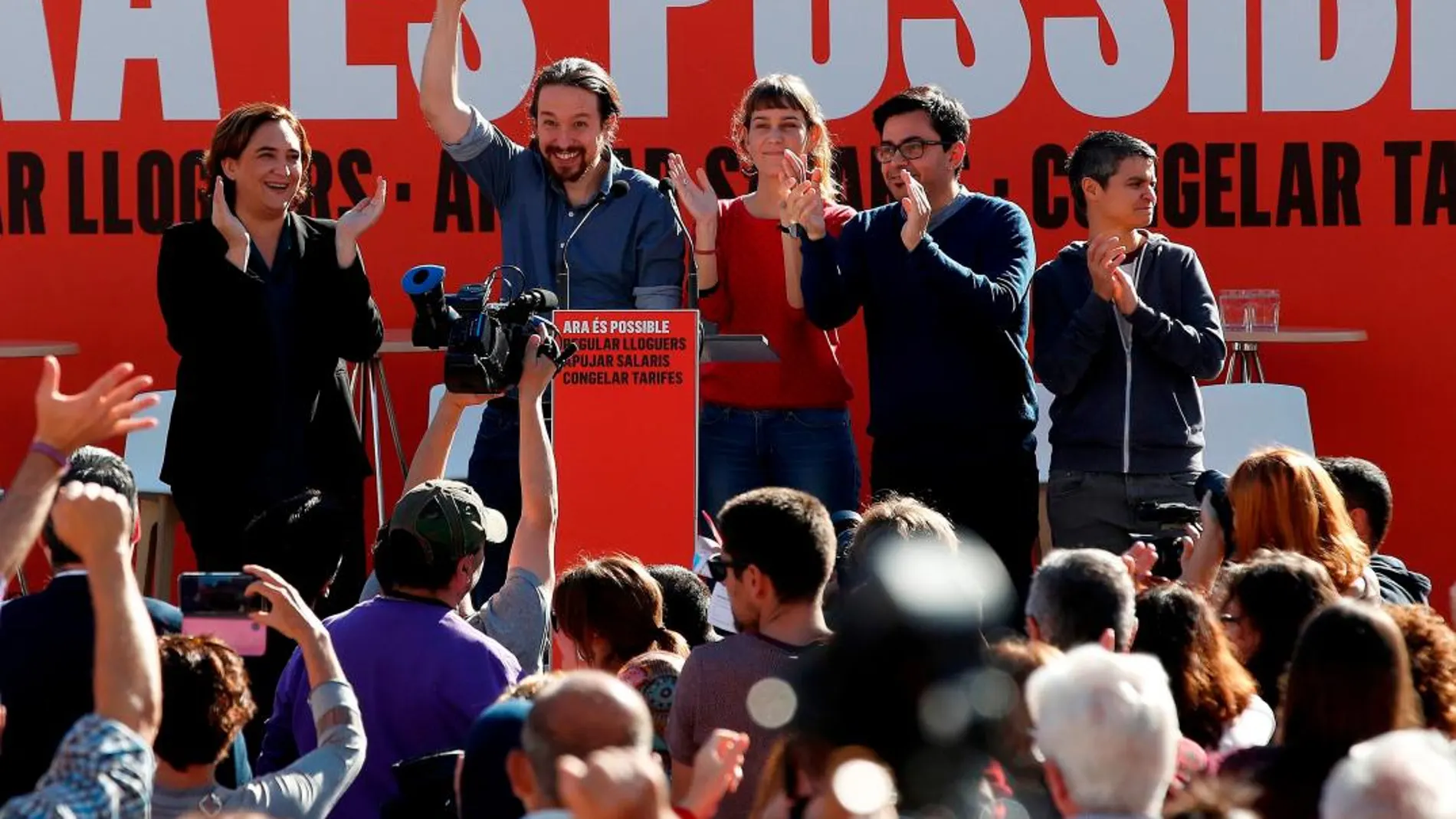 El secretario general de Podemos, Pablo Iglesias, en un acto en Barcelona.