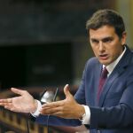 Albert Rivera, durante su intervención en la segunda sesión del debate de investidura del líder del PP.
