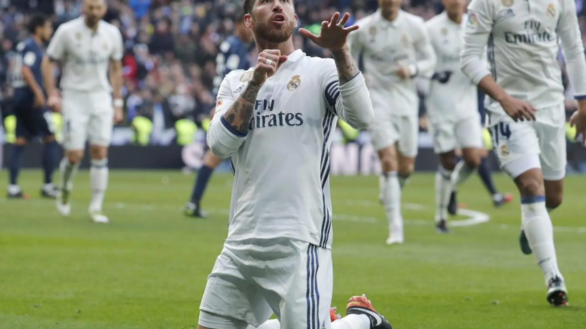 Sergio Ramos celebra uno de sus goles.