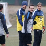 Un momento del entrenamiento del Inter previo al derbi