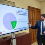 El presidente de la Región, Fernando López Miras, en la presentación del Proyecto de Ley de Presupuestos. LA RAZÓN