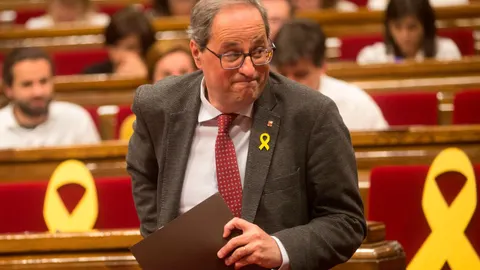 El presidente de la Generalitat Quim Torra, durante su comparecencia en el pleno del Parlament