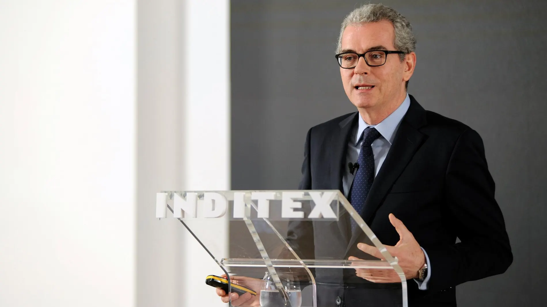 Pablo Isla, durante la presentación de resultados de hoy de Inditex