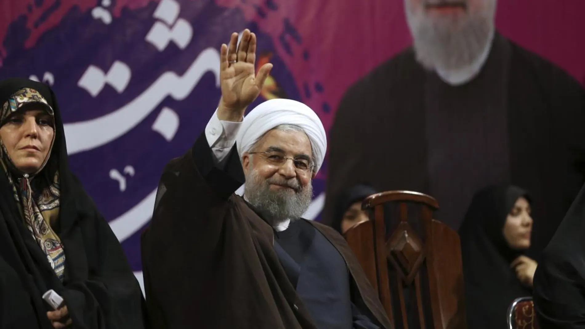 El presidente iraní, Hassan Rouhani, este mes en un acto electoral